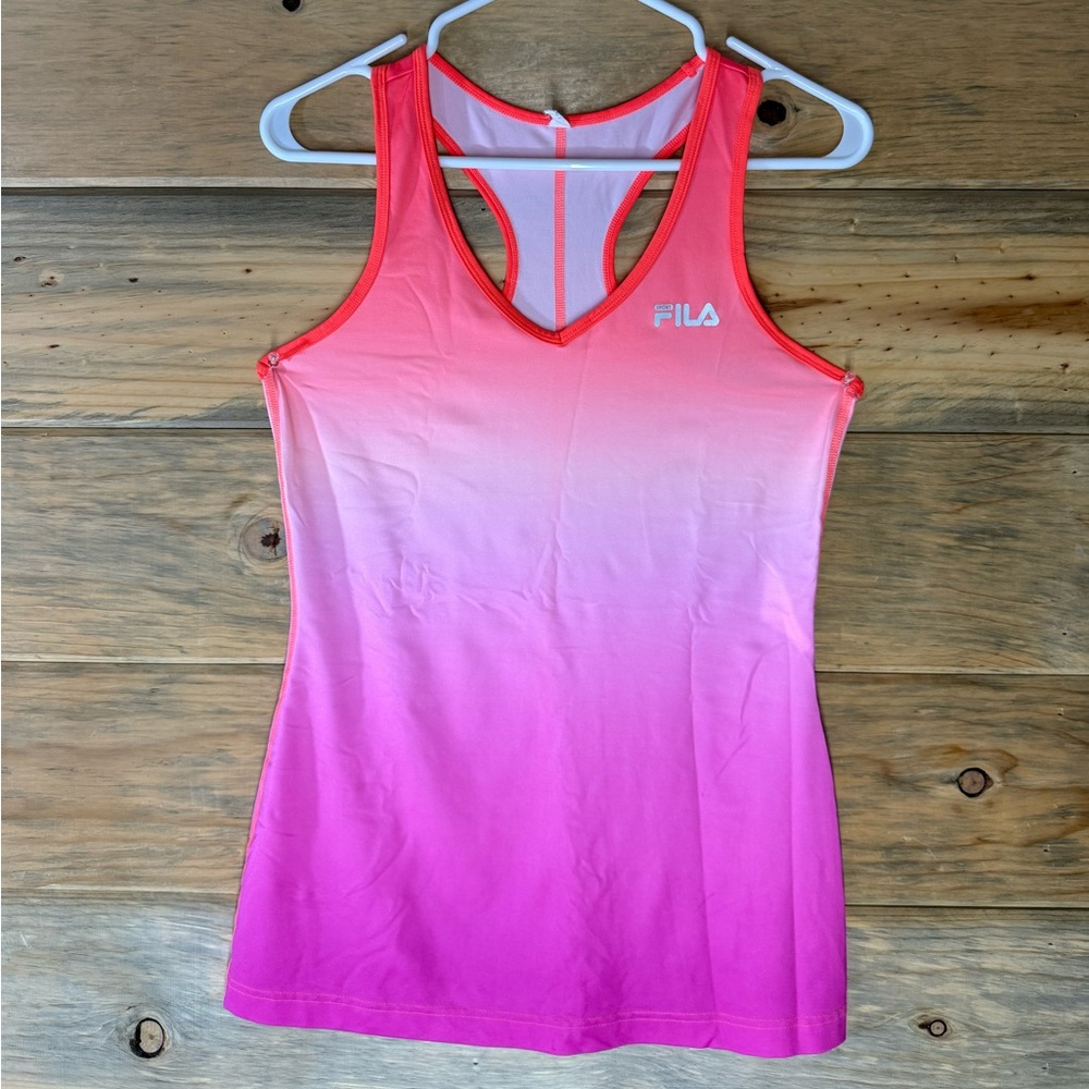 FILA Women's Coral and Pink Gradient Tank Top